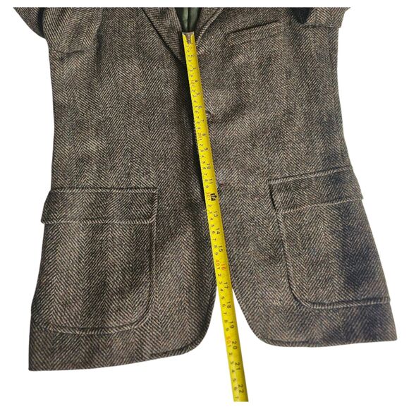 Rare Vintage Brown Herringbone Wool Blazer W/ Classic 2-Button Up Lucas Chicago - Picture 3 of 13